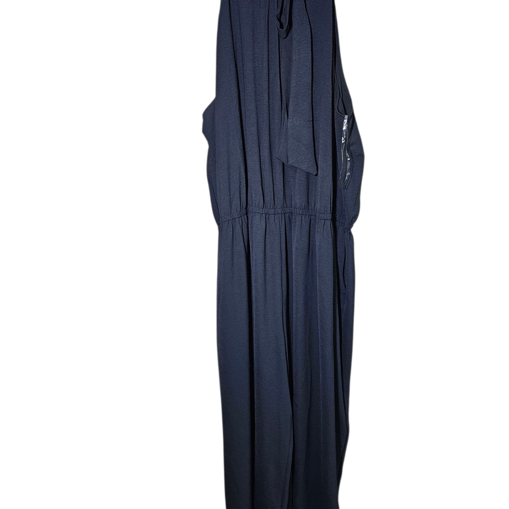 Ashley Stewart Black Halter Jumpsuit with Tie Waist